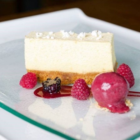 Lemon and Ginger Cheesecake with Raspberry Sorbet