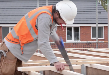 Joiner working on a housing development in Chesterfield
