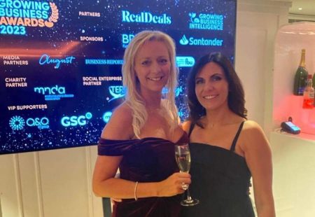 2 feamles at an awards evening representing Inspire Resourcing