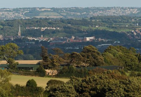View of Chesterfield from the surrounding countryside