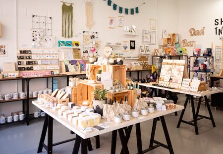 Unique products and gifts including candles, soaps and cards on display in a Chesterfield shop
