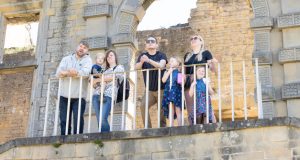 Two families looking over balcony at Barrow Hill Roundhouse