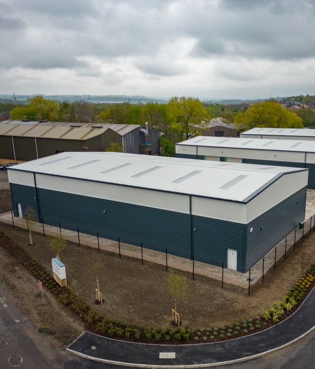 Hartington Business Park warehouses from above