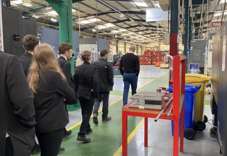 School students being given a tour as part of Made in Chesterfield